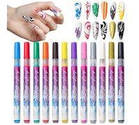 Nail Markers - Twelve Piece Professional Kit, Artistic Polish Pens Offering Control, Vivid Coloring For Creative Expression | Kid Friendly Art Project, Women Salon Manicure Decor, Home Finge