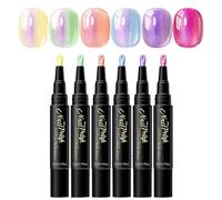 Nail Markers - Water Manicure Utensils 6 Colours - Pens for Nail Design Without UV Lamp, for Beginners Women Home Travel Weddings and Daily Practice for Dating