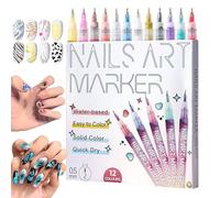 Nail Marking Pens - High Pigmentation and Fine Tip for Precise Detailing | Nail Pens for Women - Ideal for Home and Salon Use by Beginners and as a Gift
