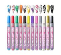 Nail Paint Pens - 12-Color Quick Drying Nail Set, Fine Tip Dotting & Liner Drawing Tool, Long Lasting Art Markers, Beauty Category, For Fingernail DIY Gift for Sister Daughter Girlfriend