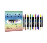 Nail Paint Pens | 12-Piece Double-Tip Quick-Dry Waterproof - Doodle Markers Fingernail Paint Pens - for Teens Adults Women Girls Beginners Home Salon Painting Design