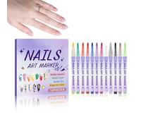 Nail Paint Pens, 12-Piece Quick-Drying Waterproof, Nail Design Markers Dotting Pen, for Drawing Painting Dotting Graffiti Girls Kids Teens Adults Beginners