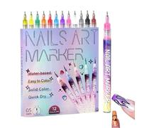 Nail Paint Pens - 12 Pieces Fast Dry Tools, Child Safe Manicure Markers, 3D For Graffiti, VibrantDesign Pens For Home Salon Party Summer Spring Halloween Wedding Practice