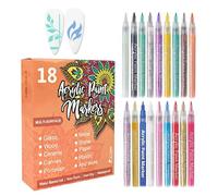 Nail Paint Pens- 18 Color Set, Quick Drying Fine Tip, Drawing Tools | Acrylic Dotting Design Pens | Art Girls Women Teens Practice Professional Salon Party Holiday Summer Wedding
