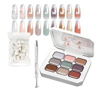 Nail Painting Gel | 9 Colors Nail Gel Paint Palette for Women,Long Lasting Gradient Cosmetics with Metal Grabber for Professionals Beginners Salon Wedding Traveling Beach