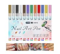 Nail Painting Pen | 12 Pieces 0.5 mm Portable Nail Tools | Dot and Line Manicure Pens | Decorating Outline Drawing Manicure