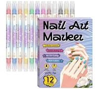 Nail Painting Pens | 12-Color Waterproof Professional,Quick-Drying Fine Tips Nail Color Pens,for Party Indoor School Wife Friend Sister Girlfriend