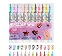 Nail Painting Pens - 12 Pieces Portable Quick Drying Nail Tools Long Lasting Dotting Pen Marker Drawing Painting for Home Salon Decoration and Drawing Manu