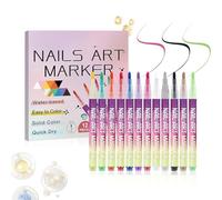 Nail Painting Pens - Quick-Dry Fine Tip Tools, Gel Polish Pens | 0.3mm Water-Based Doodle Marker Set, Creative Manicure Art Design, Beginner Friendly Salon Home Kit For Women Men Youth 12-Piece Set