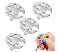 Nail Pallet for Nail Art 4Pcs Polish Palettes, Mini Art Palette Finger Rings Wearable Metal Manicure Mini Ring Tray for Manicurists, Personal Or Home Use
