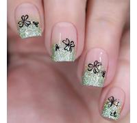 Nail Patrick's Day Press French Nail Tip Square Fake Nail Fake Nail Clover Design Full Cover Acrylic Nail Adhesive