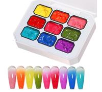 Nail Patting Gel - 9 Color Gradient Palette 15ml Manicure Pigment | Salon Diy Decoration Coating Supplies | Blending Abstract Texture Design For Acrylic Artwork