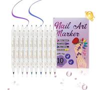 Nail Pen | 10 Colours Fast Drying Hard in Beauty Items | Kit for with Brushes - for Practice, Salon, Home, Parties, Holidays, Halloween and