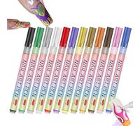 Nail Pen - 12 Colours | Pen Set For With 12 Nail Pens, Acrylic Drawing Marker, Fade Resistant Liner Pen, Bright Colours Long Lasting, Can Be