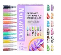 Nail Pen - Acrylic Colored Marker Pens, Multi-color Glossy Nails Pens, 12-Colors Quick-Dry Paint Builder, Nails Doodle Pen | Beginners Teen Women Kids Manicure Night Christmas Stocking Stuff