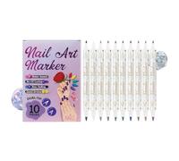 Nail Pen - Precise Fine Tips for Nail Tools, 10 Pieces | Doodle Marker and Dotting - for Decoration Manicure, Lines, Drawing and Pattern Making