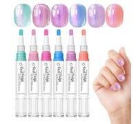 Nail Pen Set - 6 Color Quick Dry High Shine Nail Pens, No UV Lamp Re | No Coat Nail Gel Pens For Girlfriends Women Wife Home Salon Holiday Prom Wedding Dating Party