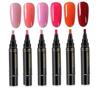 Nail Pen Set, 6PCS 6 Colors 3 In 1 8ml Nail Polish Pens, Quicky Drying Varnish Pens, Soak Off One Step DIY Art for Women Girls.
