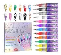 Nail Pen Set - Dotting Point Liner Pens, Nail Dotting Drawing Maker, 3D Quick-Drying Liner Manicure Tools For Home Salon Photoshoot Travel Wedding Practice Dating Daily Christmas Birthday Beginners