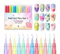 Nail Pen Set - Vibrant Colors Smudge-proof Quickly Drying Nail Painting Pen,Precision Painting 12x Polish Sticks Liquid Waterproof for Women