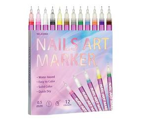 Nail Pen, Twelve Color Quick Drying Point Liner Marker | 0.5mm Fine Tip Vibrant Polishing Tool 0.33lbs, This Detailed Drafting Set Creates Intricate Designs For Professional Manicure Use