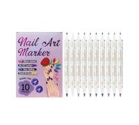 Nail Pens, 10 Pieces Precision Nail Tools High Pigmentation Quick Drying Dotting Pen Drawing Painting Manicure Contour and Decoration