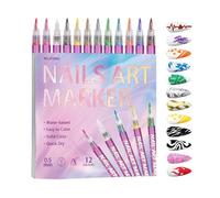 Nail Pens, 12-Color 0.5mm Fine Tip Tools, Manicure Art Markers with Polish Feature, Stylish Salon Gear, Compact Painting Accessory with Modern Design, Creative Practice Equipment for Home Party Daily