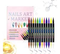 Nail Pens, 12 Colors Dual-Ended Fingernail Art Tools, Quick-Dry Nail Point Liner Markers, for Women Wife Girlfriend Daughter Holiday Christmas Birthday Party Home Salon Beginner