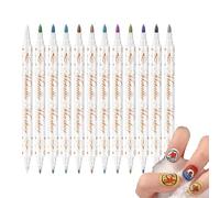 Nail Pens, 12 Colors Quick-Dry Painting Tools, Waterproof Double-Tip Nail Doodle Pens, for DIY, Fingernail, Women, Lady, Mother, Men, Youth, Beginner, Manicure, Salon