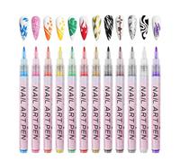 Nail Pens | 12 Colors Quick-Drying 3D Brush,0.5mm Nail Polish Paint Pens - for Coloring Graffiti Canvas Home Salon Crafts
