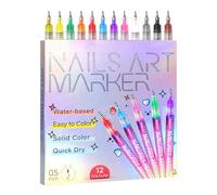 Nail Pens | 12 Colours 3D Paint Markers, Dotting Tool and Brush for Nail Design, for Home, Party, Travel, Photoshoot, Wedding, Practical, Daily Meeting, Christmas, Women
