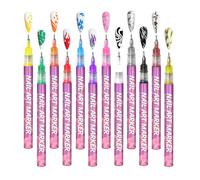 Nail Pens - 12 Colours DIY for Creating, Pens for Drawing Lines and Points - Gift Ideas for Women Girls Beginners Birthday Party Home Salon