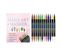 Nail Pens, 12 Colours Double Ended Fingernail Design Pens | Quick Drying Nail Paint Markers, for Women, Girls, Wife, Girlfriend, Daughter, Holiday, Christmas, Birthday, Party, Home Salon