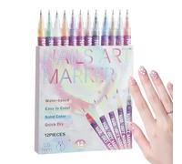 Nail Pens, 12 Colours Gel Nail Pen Set, Tools, Fine Tips, Quick Drying, for Children, Home, Manicure, Art Design, Decoration, DIY Nail Painting Accessory