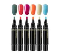 Nail Pens, 6 Colours, Quick-Drying Painting Tools, Quick-Drying Gel Nail Pens, For Women, Mothers, Teenagers, Beginners, Manicure, Salon, Home