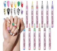 Nail Pens - Brush 12 Colors Quick-Drying Tool | 0.5mm Nail Paint Pens - for Dotting Painting Coloring Home Salon Crafts Canvas