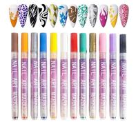 Nail Pens - Fast Drying Art Marker Collection | Fine Tip Liner Brushes | Detailed Manicure Design Equipment, Beginner Friendly Drawing Tools, Colorful Styling Set Of Daily Looks For Wedding Dating