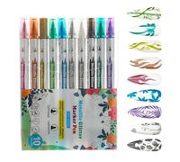 Nail Pens For Women - 10 Pieces Set Double Ended Liner Brush Tools | Glitter Detail Feature, Professional Beauty Lovers Beginners For Women