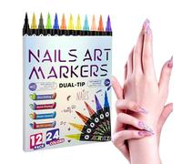 Nail Pens - Manicure Tools Double Tip 24 Colours, Decorative Pen and Varnish Painting Tools | For Girls, Teens, Adults and Beginners -