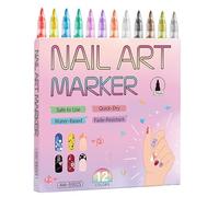 Nail Pens Set, Twelve Colors Quick Dry, Nail Polish Paint Tool with Fine Tip, Creative Manicure Accessory Kit, Perfect for Girls Kids Christmas Stocking Stuffers Beginners Teen Women Home Salon Fun