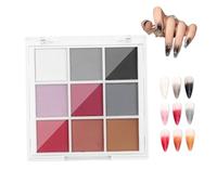 Nail Pigment Powder, 3x3 inch 9 Colors Solid Nail Pigment Powder Palette, DIY Color-adjustable Neon for Nails, Style 2..