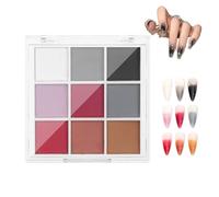 Nail Pigment Powder, 3x3 inch 9 Colors Solid Nail Pigment Powder Palette, DIY Color-adjustable Neon for Nails, Style 2, Palette