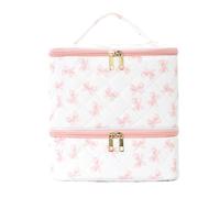 Nail Polish and Lamp Organizer Case - Large Capacity Manicure Tools Storage with Pink Bow Print, Gel Polish Carrying Case for Home & Travel