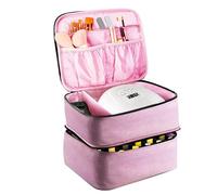Nail Polish Bag - Double Layered Nail Polish Bag, 30 Bottles Nail Tools Organizers | Hand Blender Storage Sleeve Bag Large Capacity Nail Kit Case Container For Fingernail (9.65x7.87x7.87in)(Pink)