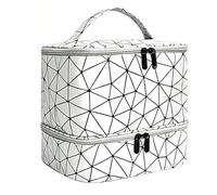 Nail Polish Bag Large Capacity, Double Layer Nail Polish Storage Bag for 30 Bottles and 1 LED Nail Lamp, Portable Cosmetic Bag, Nail Polish Organiser for Manicure Accessories, Travel, silver, Classic