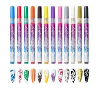 Nail Polish Brushes, 12 Pieces Art Line Quick Drying - Decoration Pens, for Beginners Home Salon Art Works