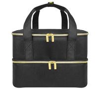 Nail Polish Carrying Case, Double-Layer Nail Polish Storage Bag- Fits Nail Dryer Lamp and 30 Bottles(15ml/0.5 fl.oz), Organizer Bag with Adjustable Dividers for Manicure Set (Black, 40 Bottles)