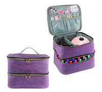Nail Polish Carrying Case, Double-Layer Nail Polish Storage Bag- Fits Nail Dryer Lamp and 30 Bottles(15ml/0.5 fl.oz), Organizer Bag with Adjustable Dividers for Manicure Set (Purple)