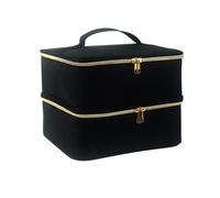 Nail Polish Carrying Case, Double-Layer Nail Polish Storage Bag- Fits Nail Dryer Lamp and 30 Bottles(15ml/0.5 fl.oz), Organizer Bag with Adjustable Dividers for Manicure Set (Black)
