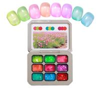 Nail Polish Gel, Professional Nail Polish Glue Art Kit, 9-Color Sculpting Solid for Women, Beginners, Salon Use, Travel, Family, Home, Colleagues, Creative Decoration 22.5g